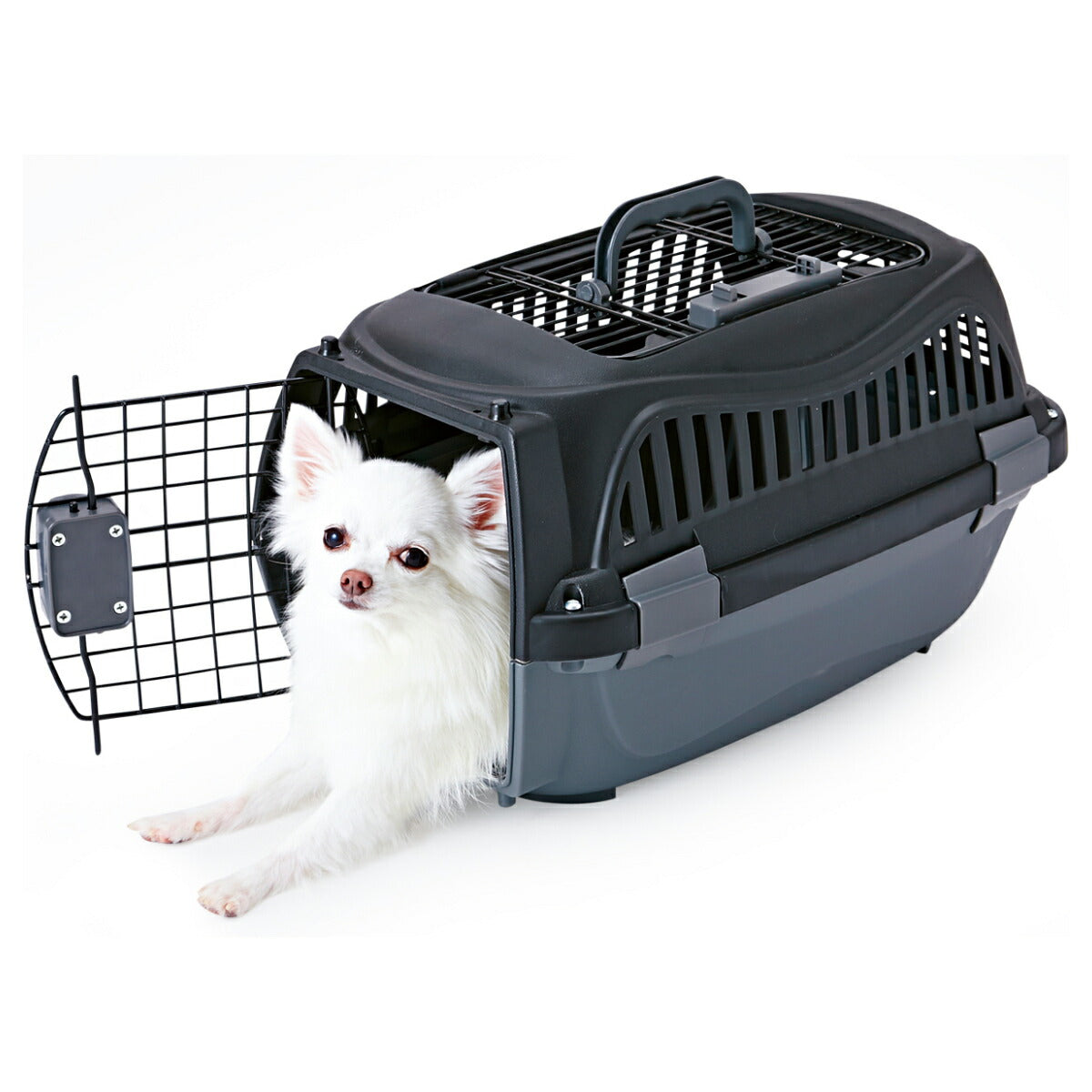 ペティオ 2ドア スマイルキャリー S ブラック【送料無料】 ハードキャリー クレート 犬 猫 小動物