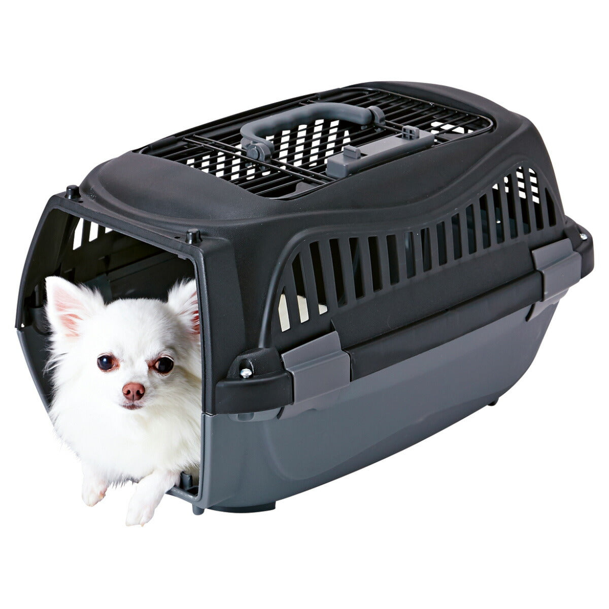 ペティオ 2ドア スマイルキャリー S ブラック【送料無料】 ハードキャリー クレート 犬 猫 小動物