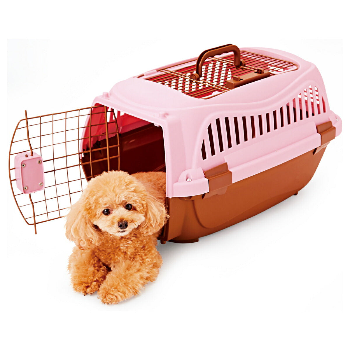 ペティオ 2ドア スマイルキャリー M ピンク【送料無料】 ハードキャリー クレート 犬 猫 小動物