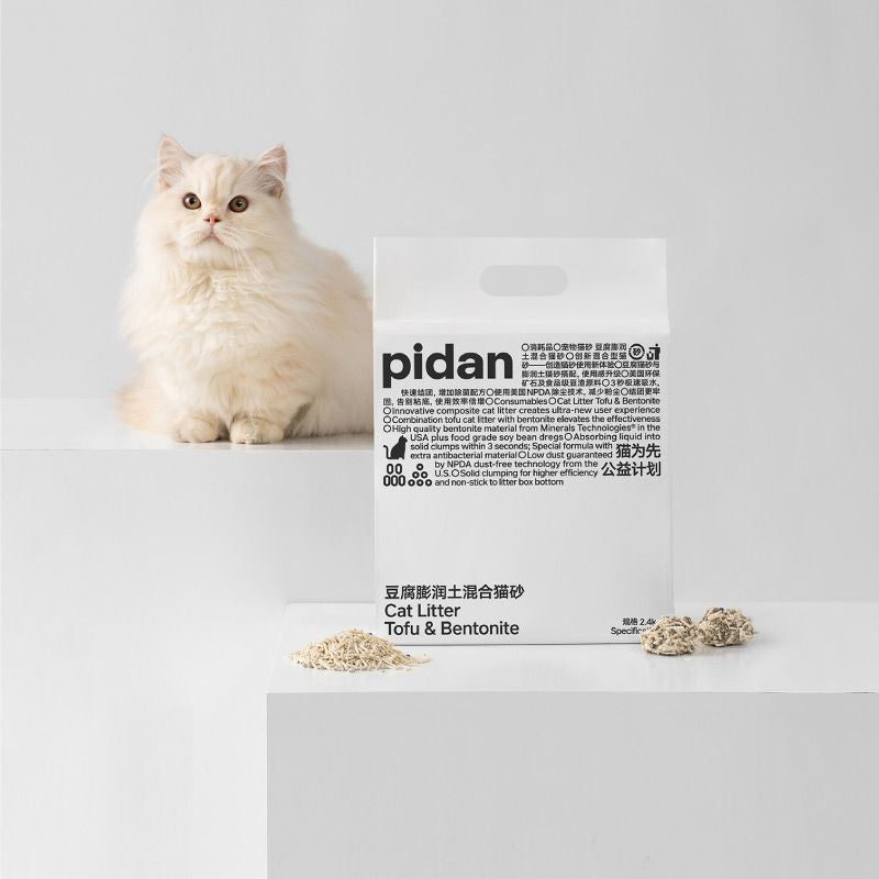 pidan おからベントナイトミックス 猫砂 2.4kg 固まる 混ぜる 脱臭 抗菌 瞬間吸収で消臭 トイレに流れる 天然素材