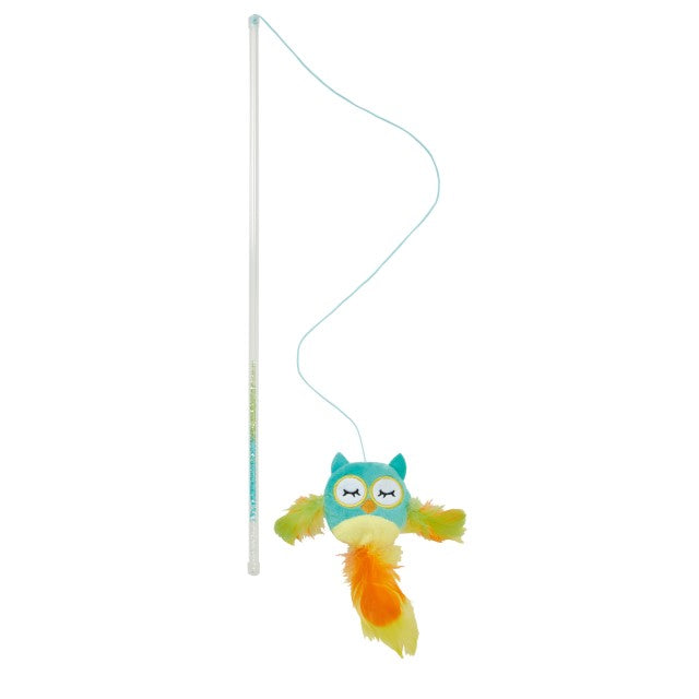 ファッド FAD フェザーワンド ブルーオウル 猫 おもちゃ 猫じゃらし 釣り竿 羽 ラトル 音が鳴る 軽い