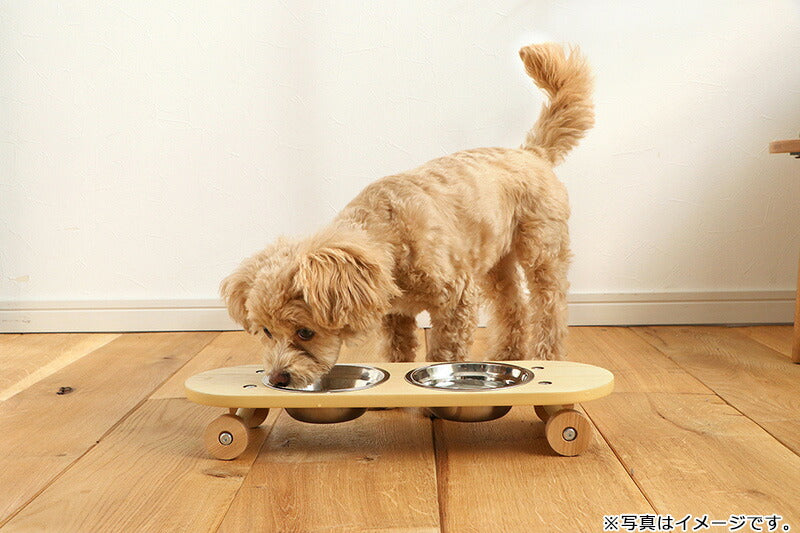 PETTO（ペットト）SK8PLATE（スケートプレート）フードスタンドセット 小 ナチュラル 関家具 フードテーブル フードボウル ペット 犬 猫 フードボウルスタンド 脚付