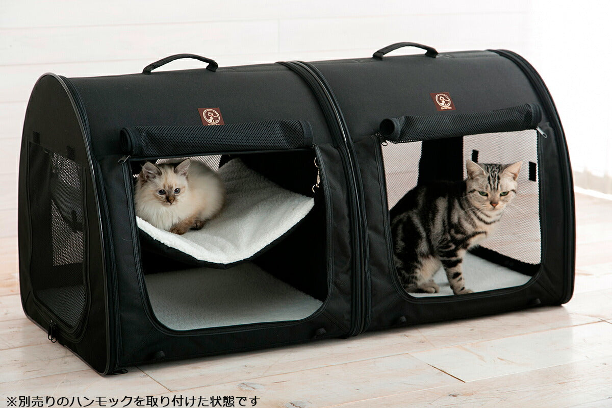 ワン・フォー・ペット One for Pets ポータブル・ケージ ダブル オールブラック 犬 猫 折りたたみ コンパクト 持ち運び おでかけ ドライブ
