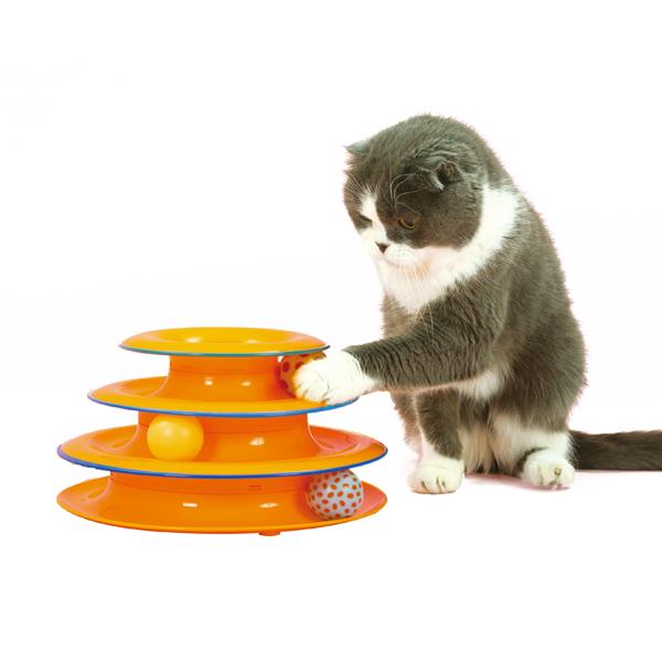 ペットステージ Petstages タワーオブ・トラックス 猫 おもちゃ チェイストイ ボール 滑り止め付き 多頭飼い