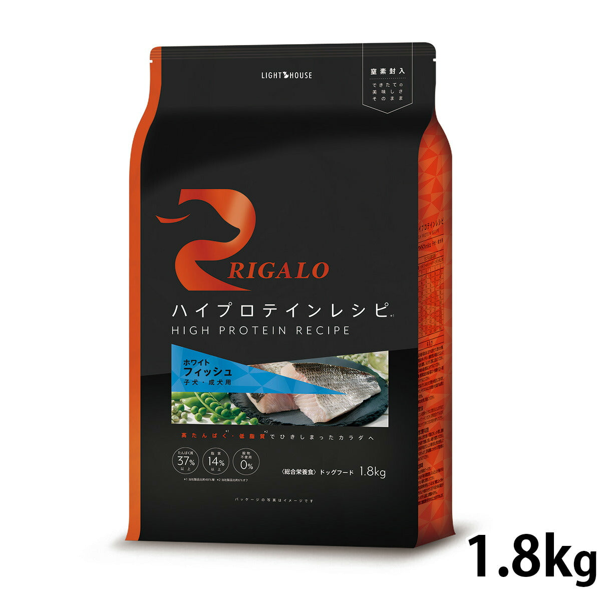 リガロ ドッグフード ハイプロテインレシピ 子犬・成犬用 フィッシュ 1.8kg×2袋【送料無料】高たんぱく グレインフリー ナチュラル 無添加
