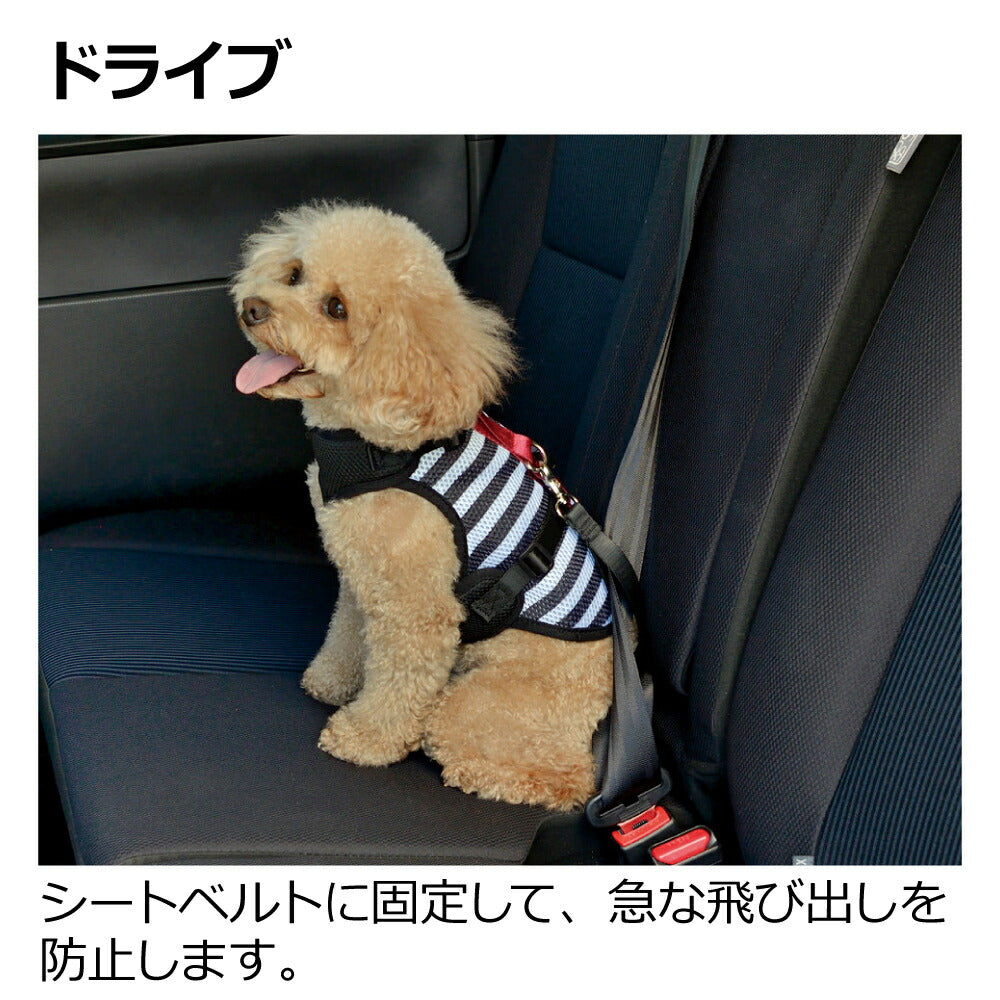 リッチェル Richell おでかけベストハーネス M ストライプ 犬 胴輪 ハーネス ベスト 一体型 小型犬 手洗い可 お散歩 ドライブ