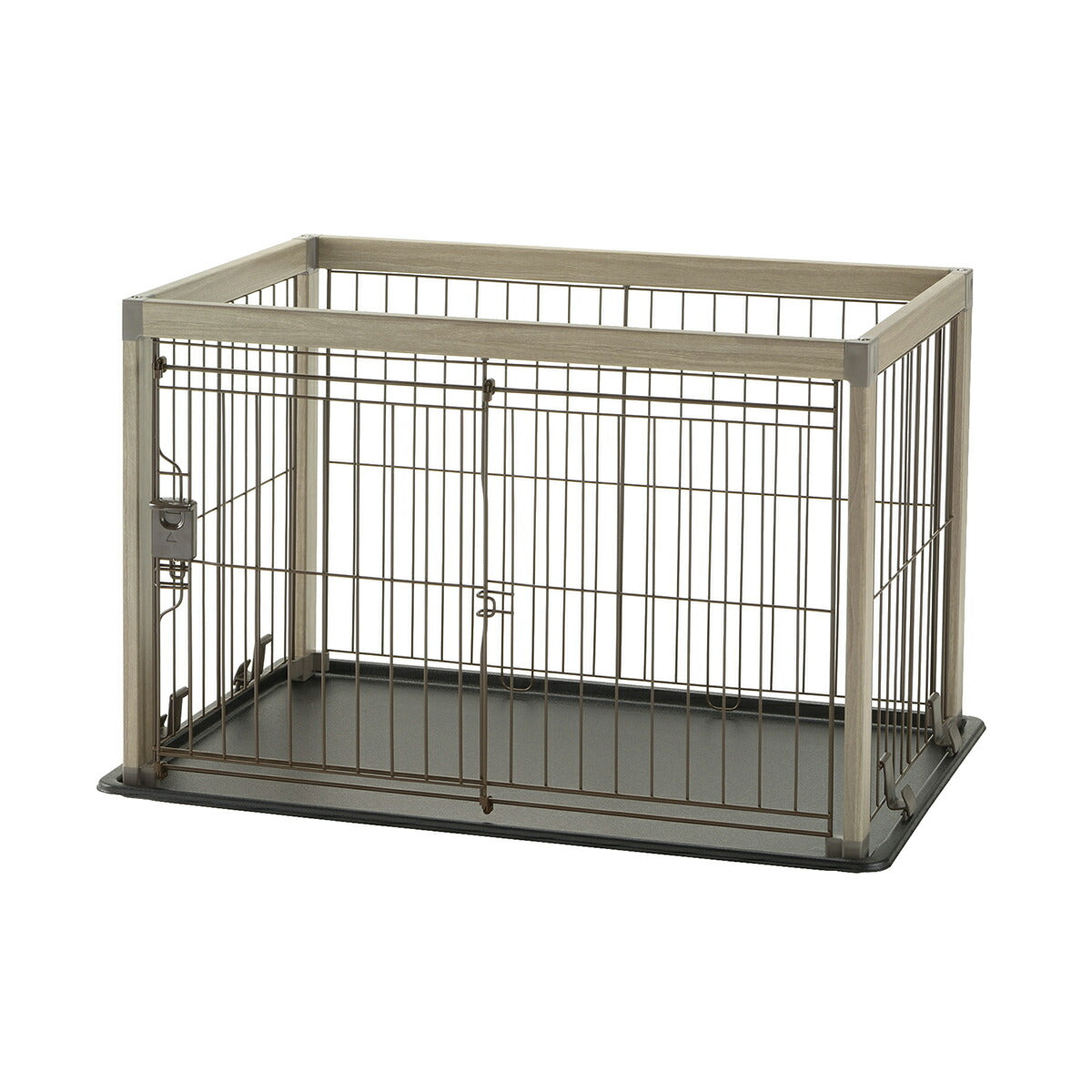 リッチェル Richell アルミフレームペットサークル 90-60 ベージュ 犬 サークル ケージ 屋内 長方形 超小型犬 小型犬 スライド式 ワンタッチロック解除 木目柄