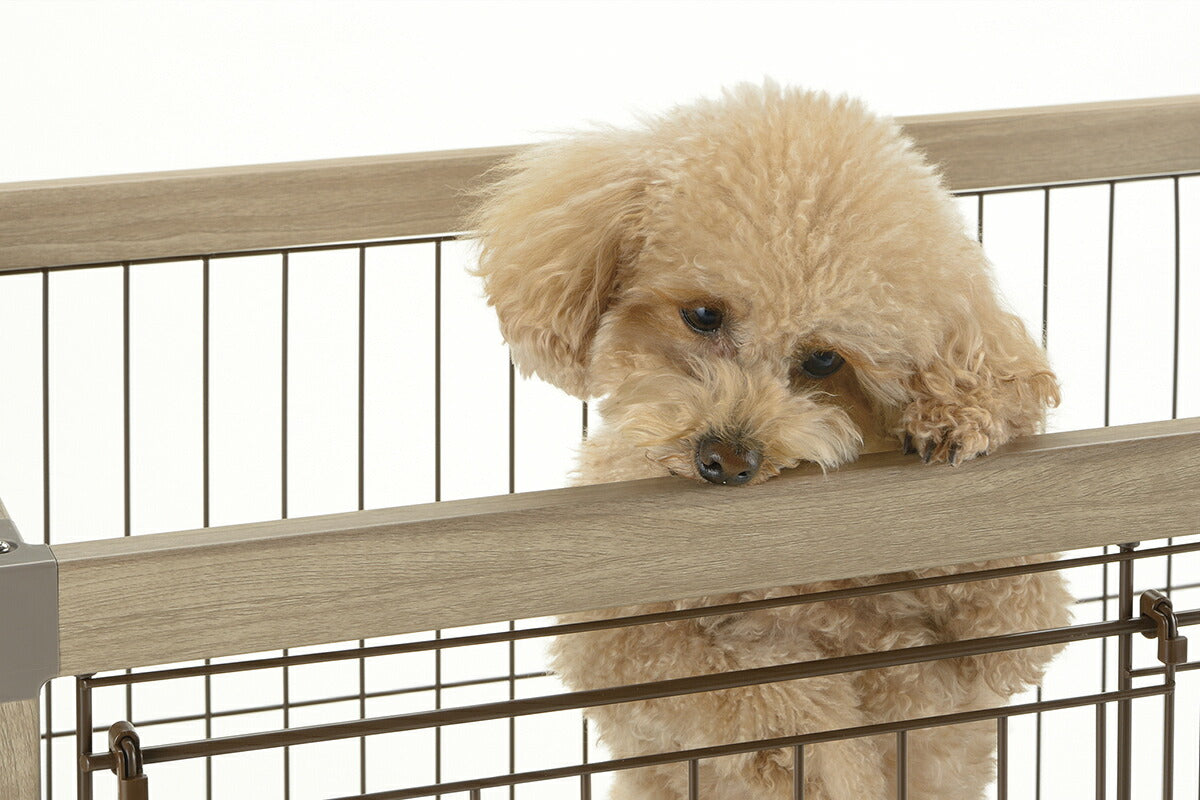 リッチェル Richell アルミフレームペットサークル 90-60 ベージュ 犬 サークル ケージ 屋内 長方形 超小型犬 小型犬 スライド式 ワンタッチロック解除 木目柄