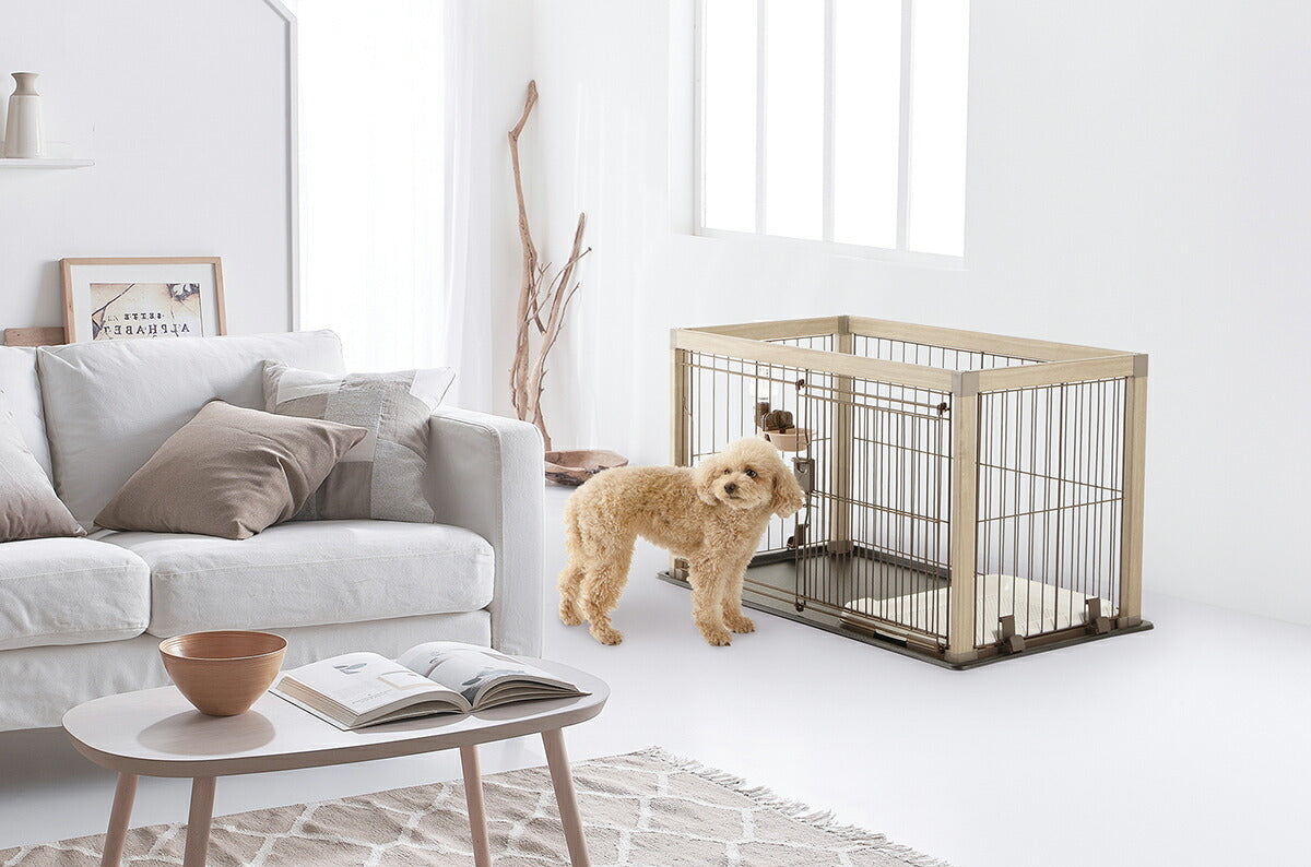 リッチェル Richell アルミフレームペットサークル 90-60 ホワイト 犬 サークル ケージ 屋内 長方形 超小型犬 小型犬 スライド式 ワンタッチロック解除 木目柄