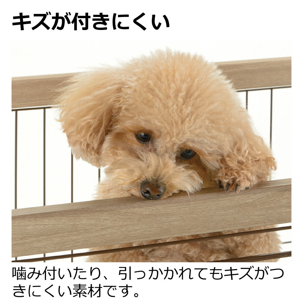 リッチェル Richell アルミフレームペットサークル 90-60 ホワイト 犬 サークル ケージ 屋内 長方形 超小型犬 小型犬 スライド式 ワンタッチロック解除 木目柄