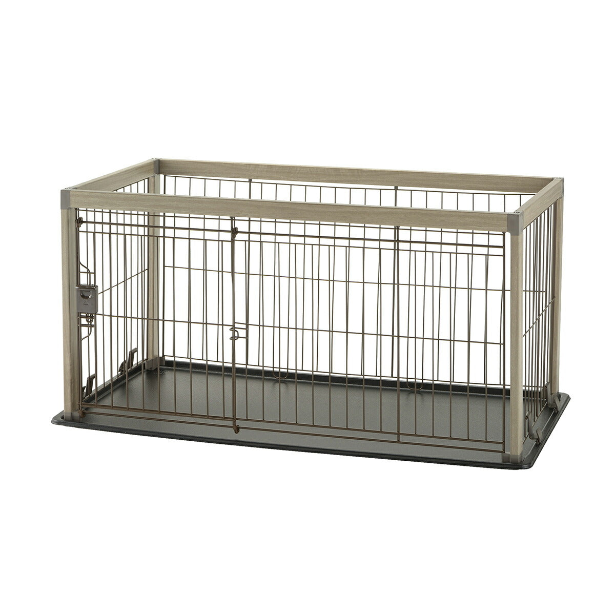 リッチェル Richell アルミフレームペットサークル 110-60 ベージュ 犬 サークル ケージ 屋内 長方形 超小型犬 小型犬 スライド式 ワンタッチロック解除 木目柄