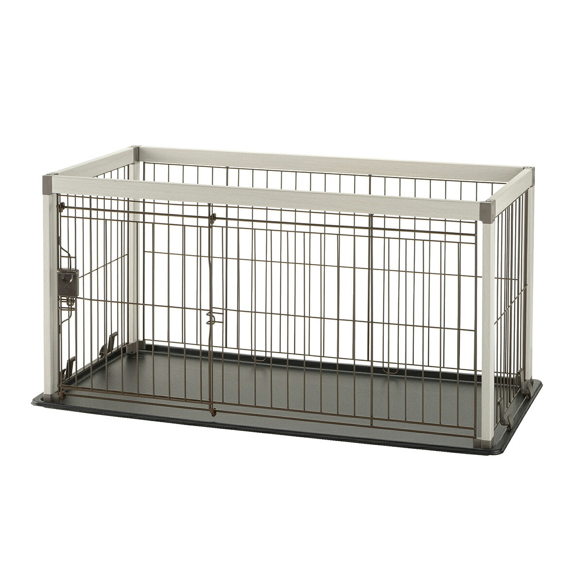 リッチェル Richell アルミフレームペットサークル 110-60 ホワイト 犬 サークル ケージ 屋内 長方形 超小型犬 小型犬 スライド式 ワンタッチロック解除 木目柄