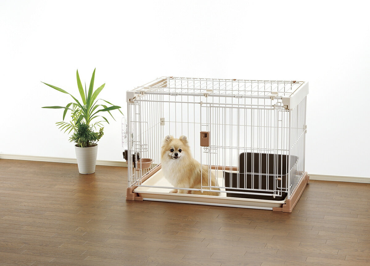 リッチェル Richell お掃除簡単ペットケージ900 ブラウン 犬 ケージ サークル 屋内 長方形 超小型犬 小型犬 スライド式 ワンタッチロック解除 キャスター付き