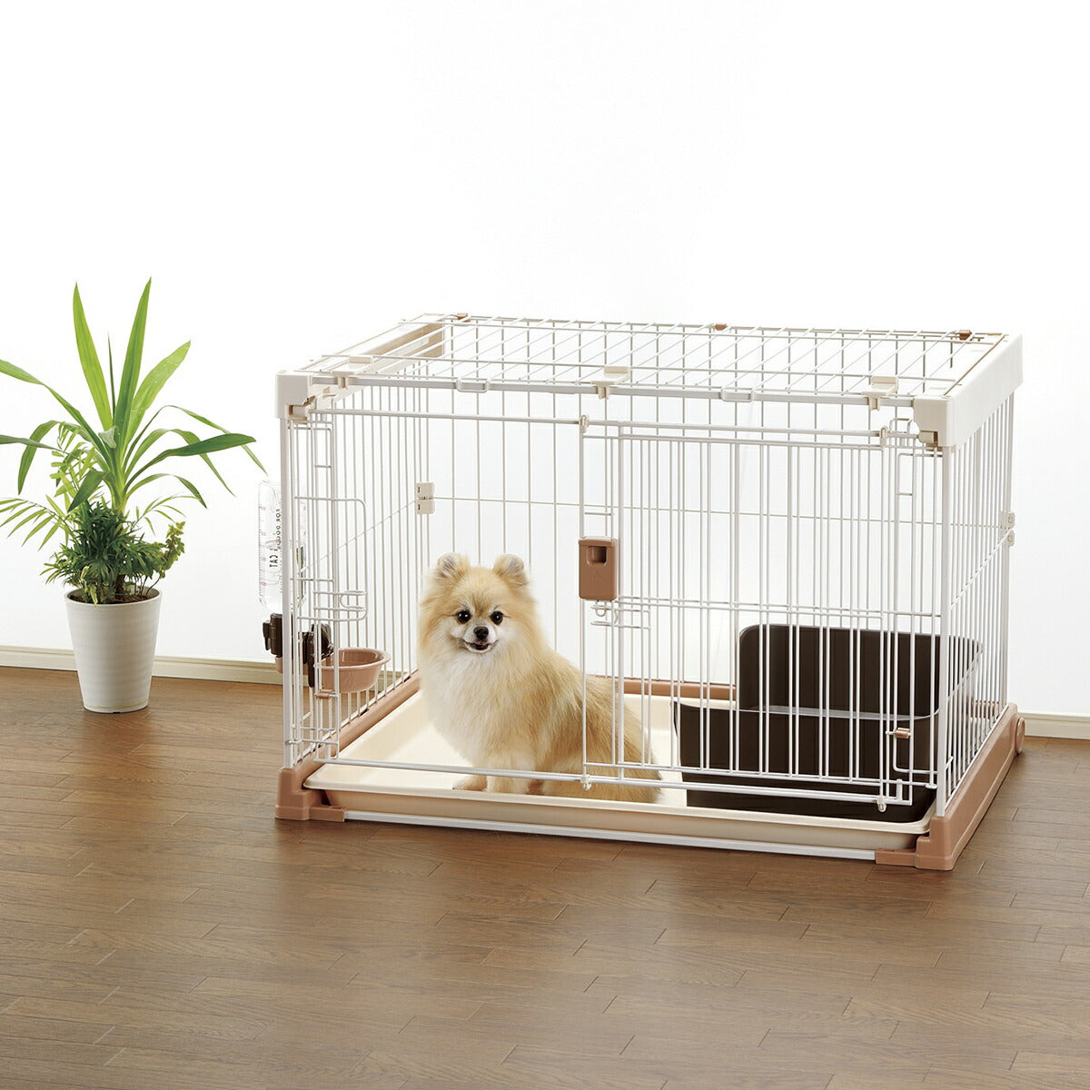 リッチェル Richell お掃除簡単ペットケージ900 ブラウン 犬 ケージ サークル 屋内 長方形 超小型犬 小型犬 スライド式 ワンタッチロック解除 キャスター付き