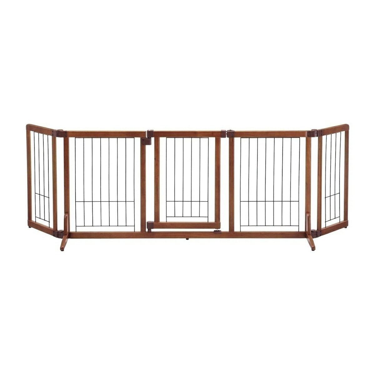リッチェル Richell ペット用 木製おくだけドア付ゲート L ブラウン 犬 ゲート 柵 屋内 小型犬 折りたたみ 置くだけ 幅調節可 通り抜け防止 脱走防止 ゴム脚付き