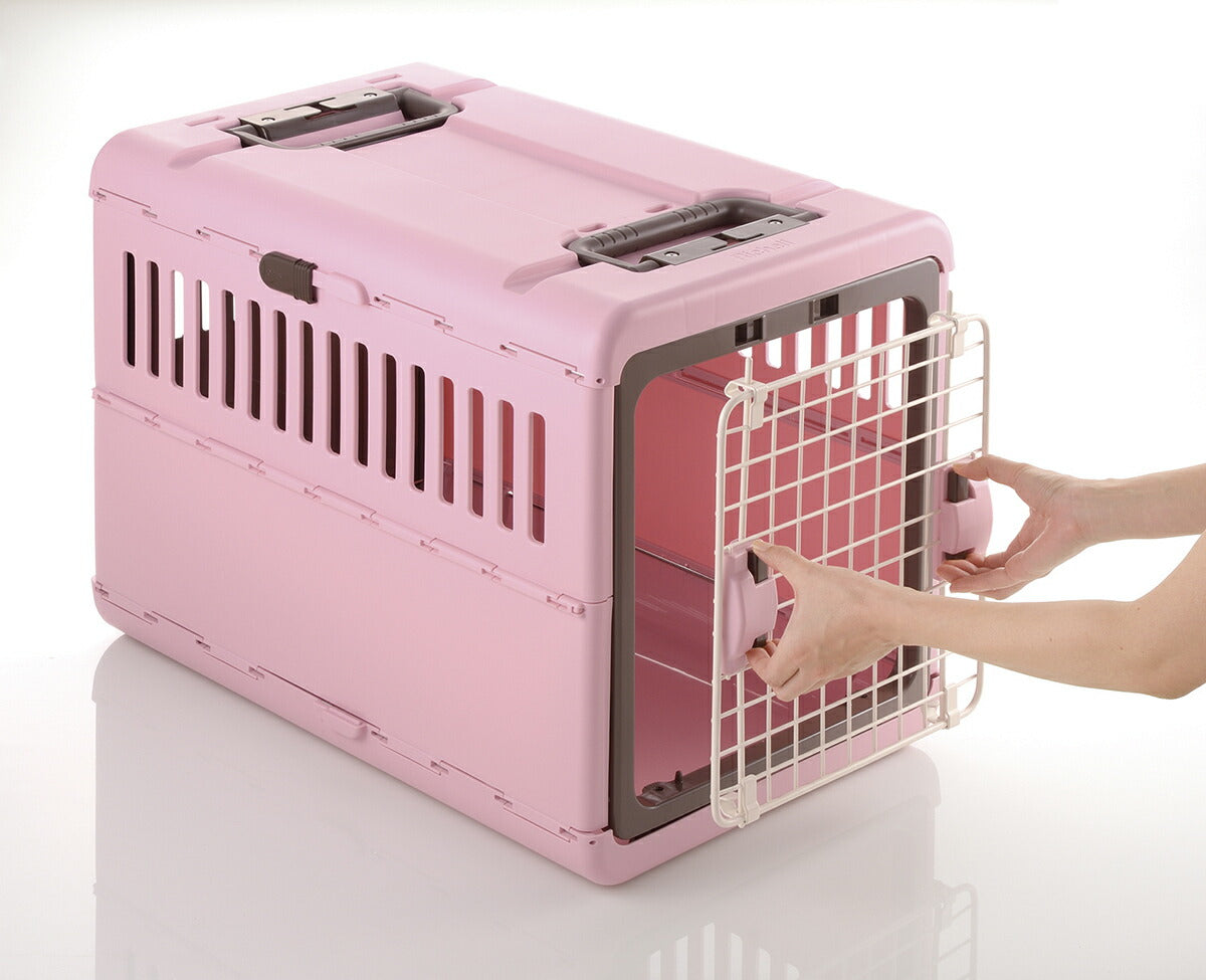 リッチェル Richell キャンピングキャリー 折りたたみ L ライトピンク 犬 ペットキャリー クレート ハウス 中型犬 ハード スリム 水洗い可 おでかけ 車 災害