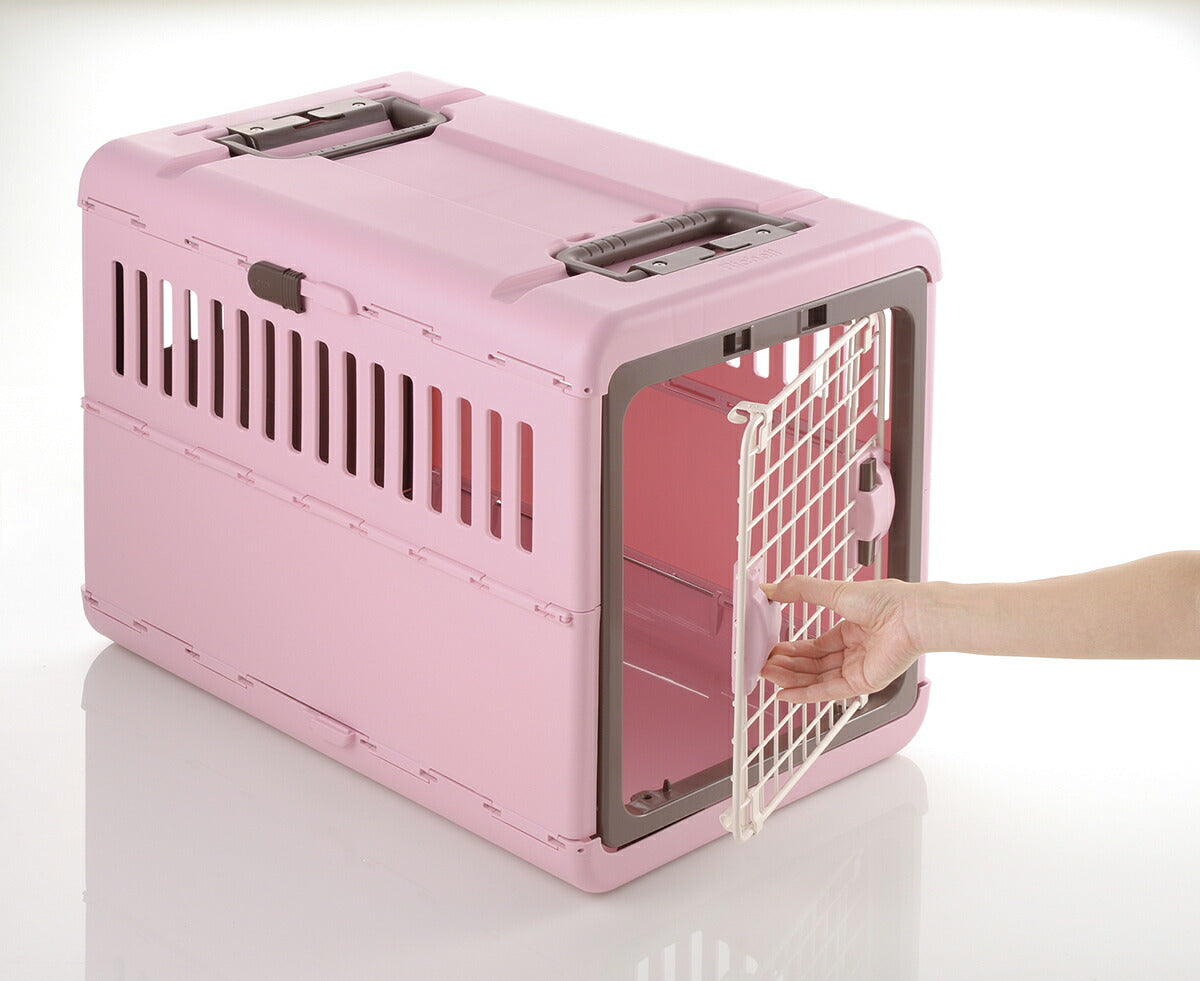 リッチェル Richell キャンピングキャリー 折りたたみ L ライトピンク 犬 ペットキャリー クレート ハウス 中型犬 ハード スリム 水洗い可 おでかけ 車 災害