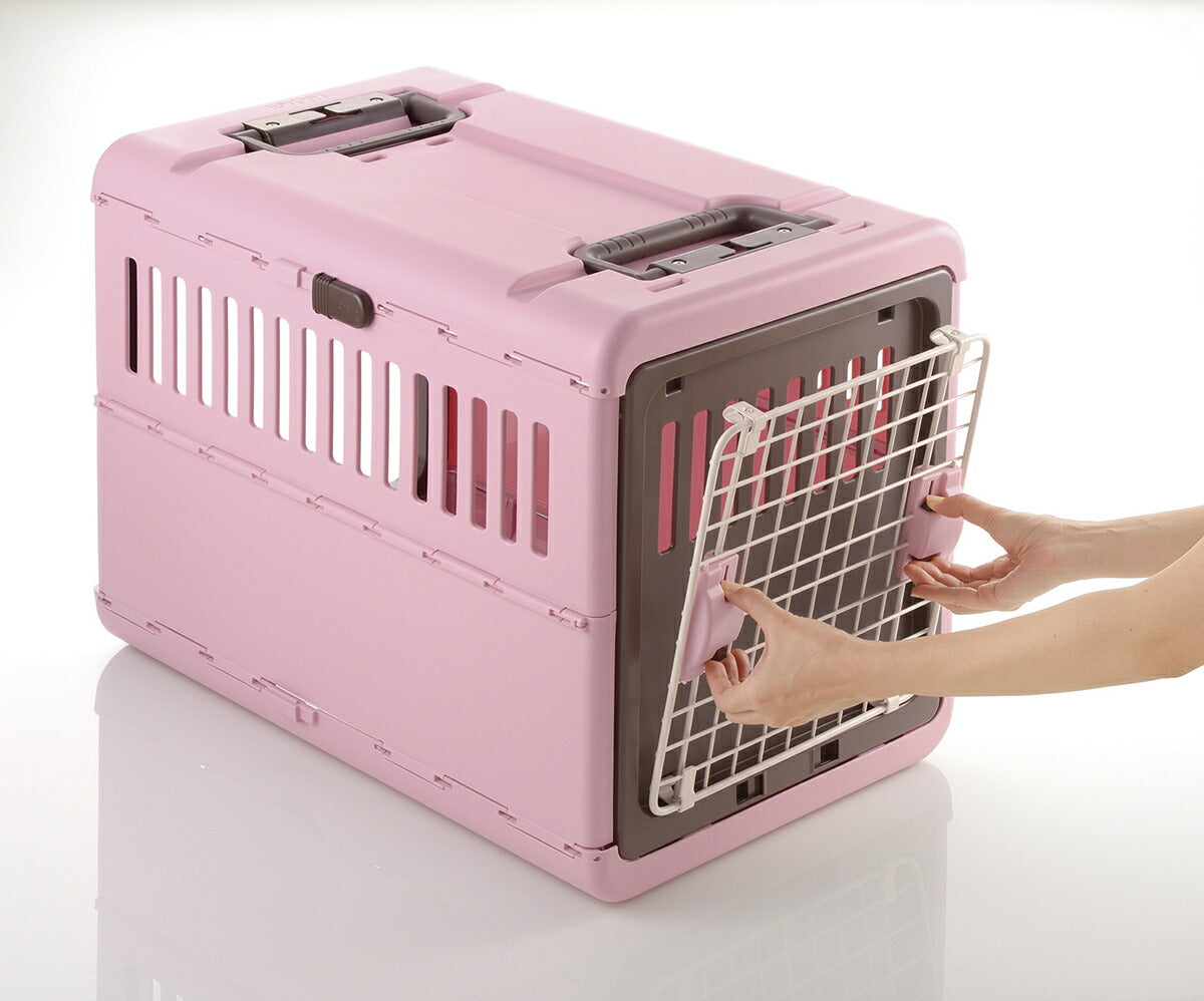 リッチェル Richell キャンピングキャリー 折りたたみ L ライトピンク 犬 ペットキャリー クレート ハウス 中型犬 ハード スリム 水洗い可 おでかけ 車 災害