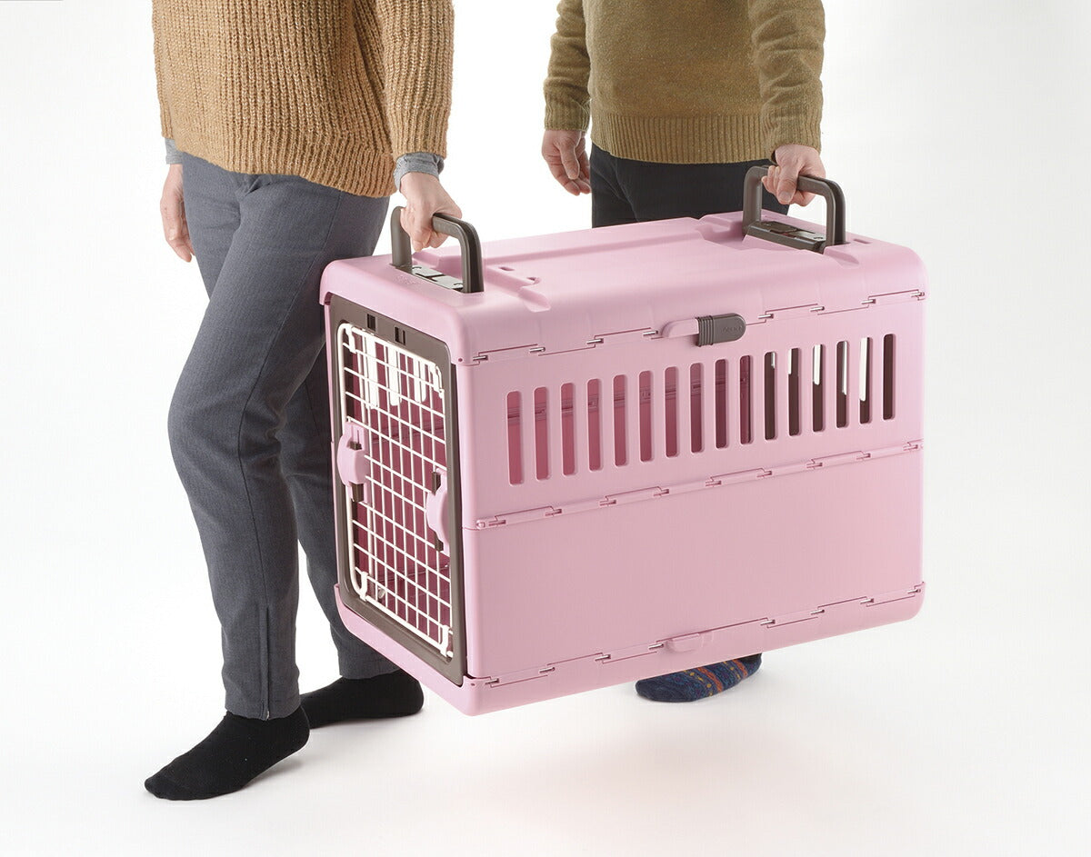 リッチェル Richell キャンピングキャリー 折りたたみ L ライトピンク 犬 ペットキャリー クレート ハウス 中型犬 ハード スリム 水洗い可 おでかけ 車 災害