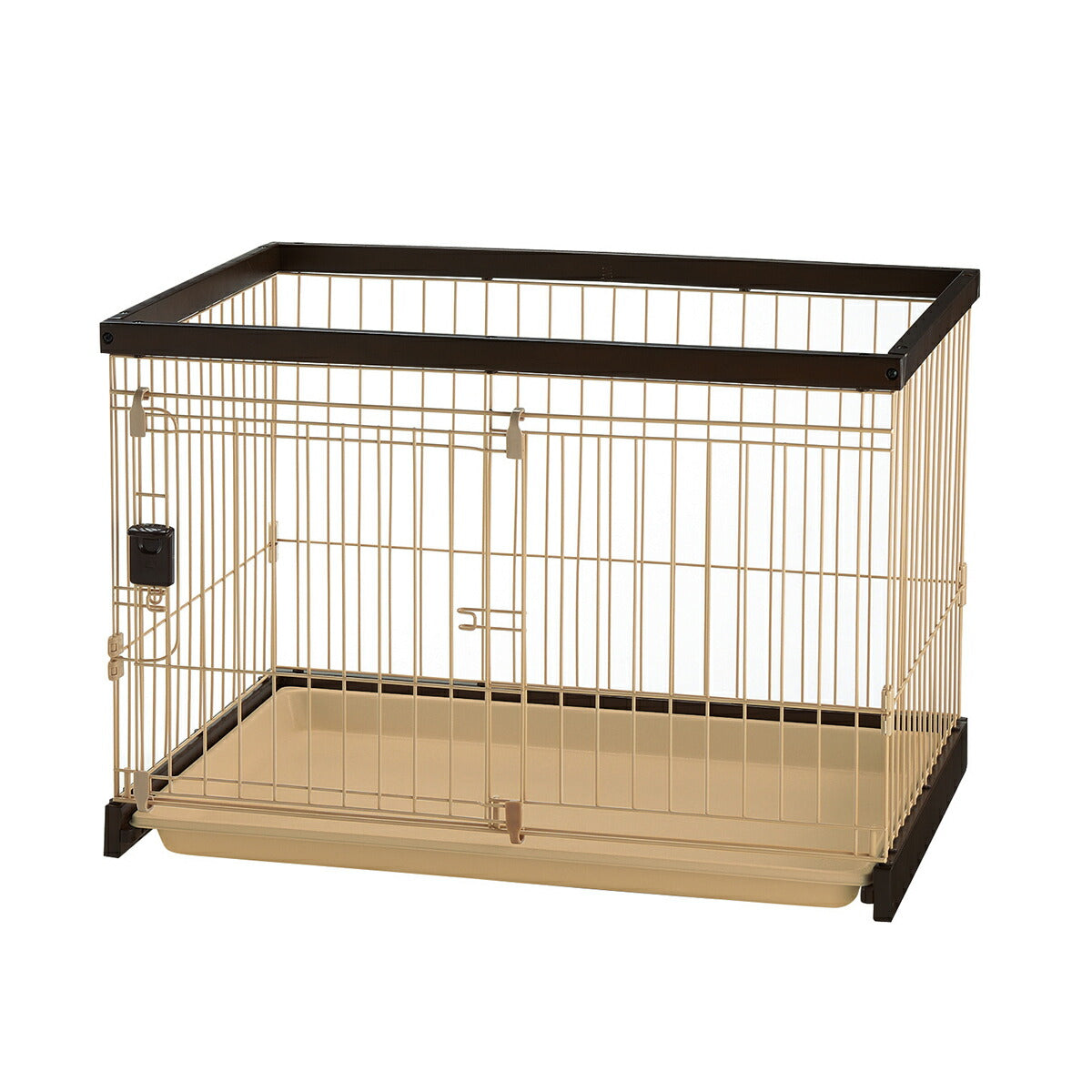 リッチェル Richell 木製お掃除簡単ペットサークル 90-60 ダークブラウン 犬 サークル ケージ 屋内 長方形 超小型犬 小型犬 スライド式 ワンタッチロック解除 ゴム脚付き