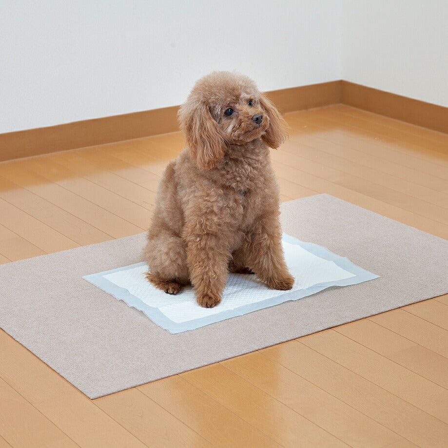 サンコー おくだけ吸着 ペット用トイレ下敷きマット ベージュ 撥水 防臭 洗濯可 タイルマット
