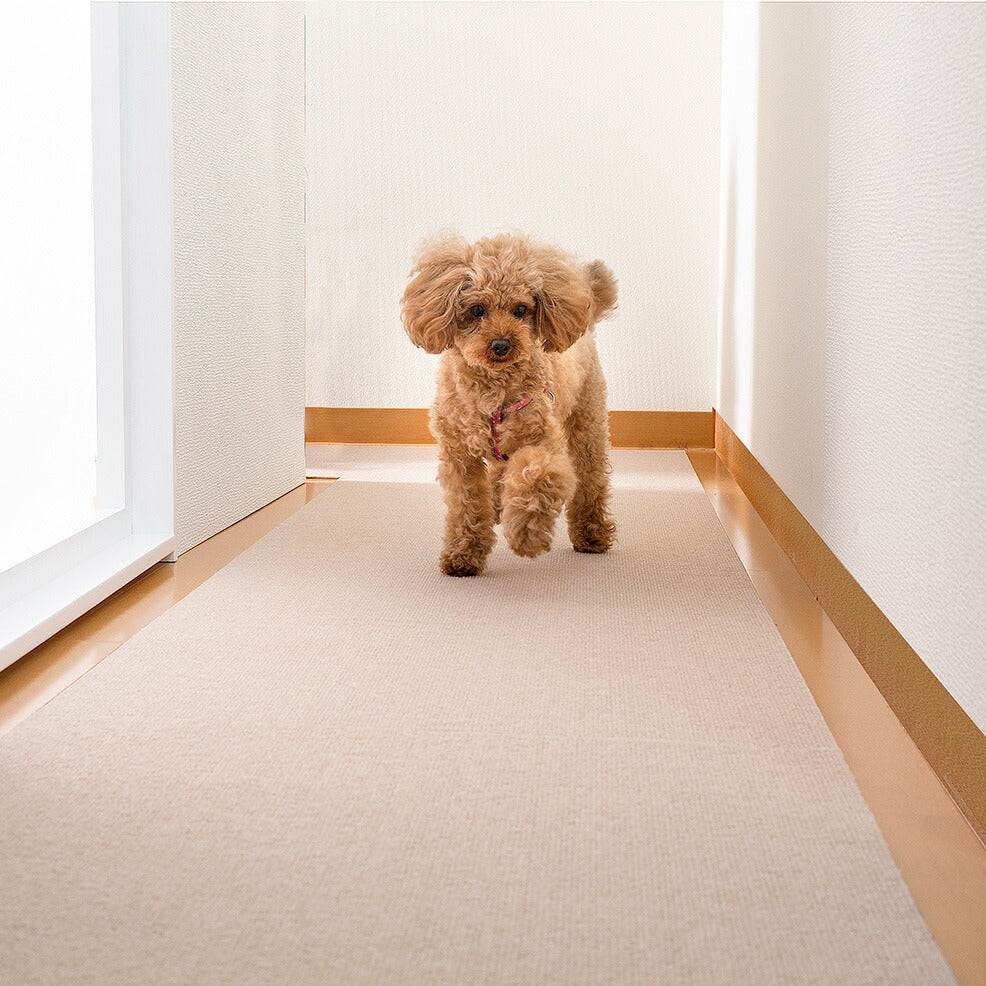 サンコー おくだけ吸着 ペット用床保護マット ベージュ 撥水 防臭 洗濯可 タイルマット
