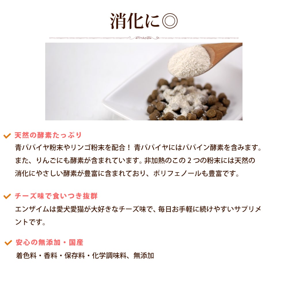 GLORY DOG＆EARTH 犬猫用消化酵素 エンザイム チーズ味 天然の消化酵素 パパイヤ、リンゴ入り 100g