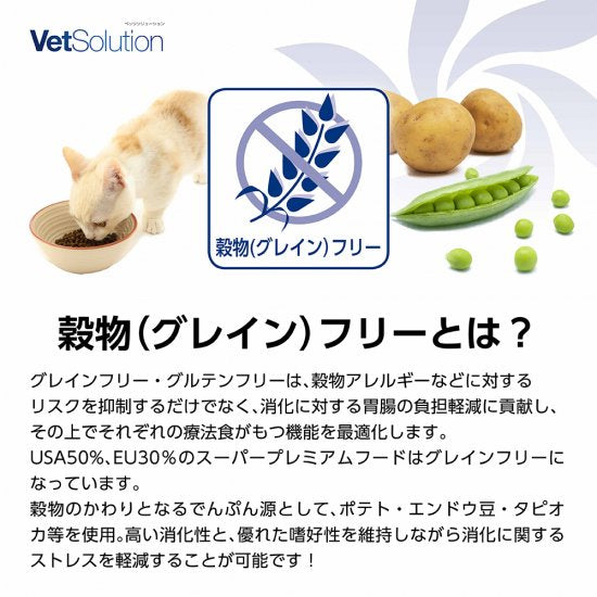 猫用 療法食 Vet Solution ベッツソリューション キャットフード 胃腸サポート 400g 無添加 MONGE（モンジ） グレインフリー 穀物不使用