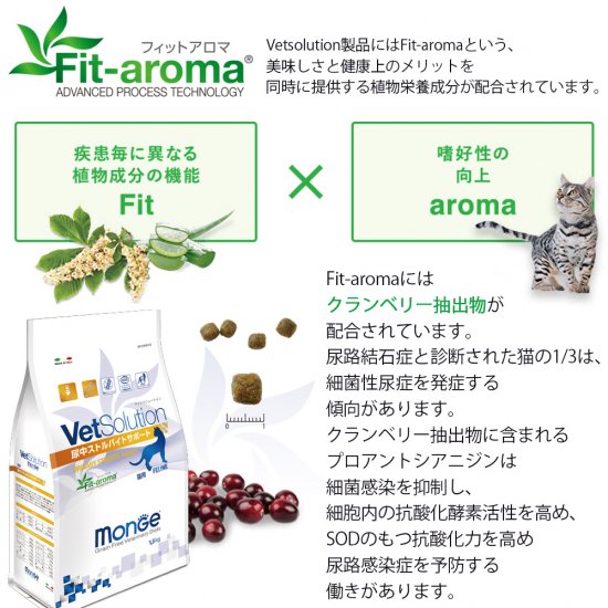 猫用 療法食 Vet Solution ベッツソリューション キャットフード 尿中ストルバイトサポート 1.5kg 送料無料 無添加 MONGE（モンジ） グレインフリー 穀物不使用