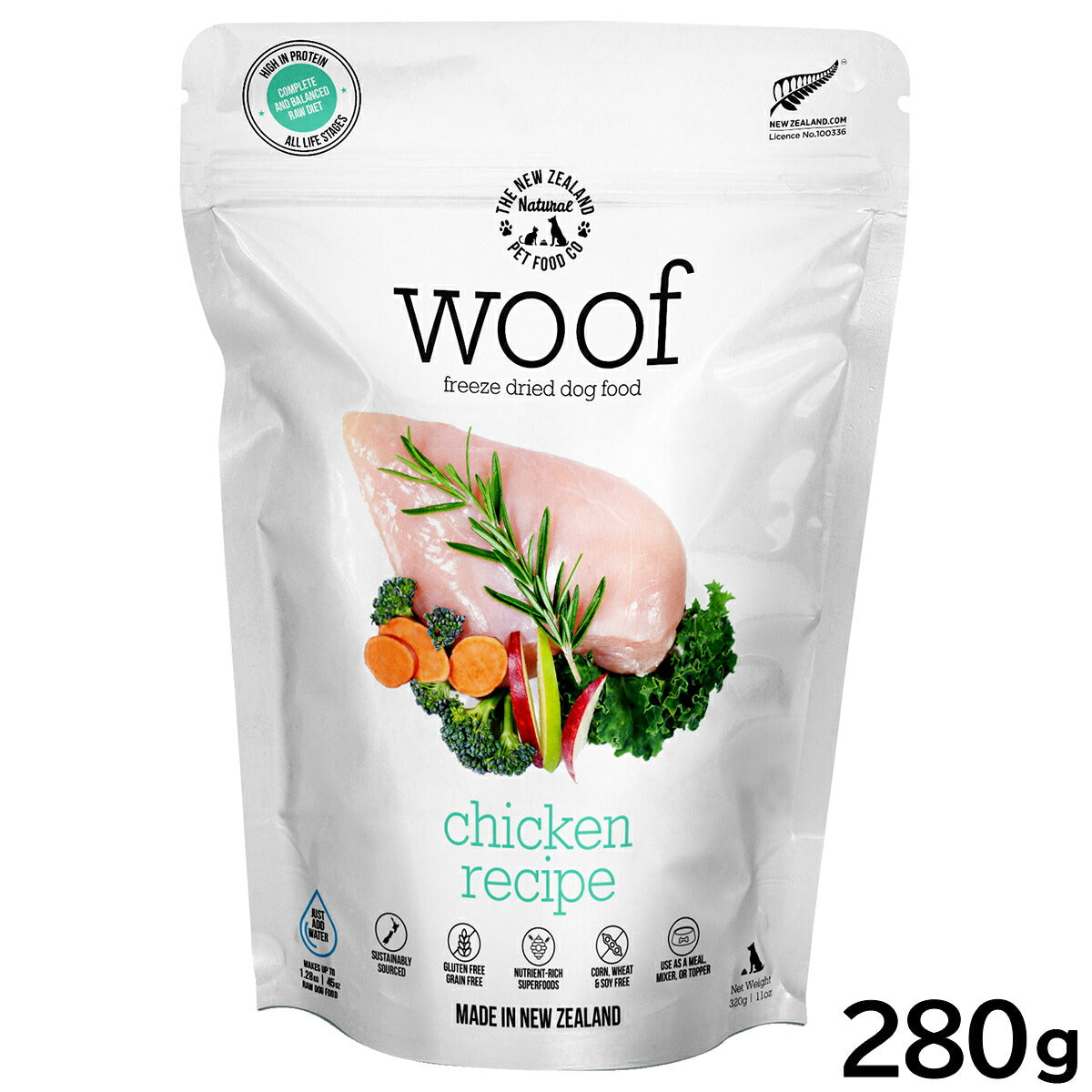 WOOF（ワフ） フリーズドライ ドッグフード チキン 280g【送料無料】 犬 ごはん 無添加