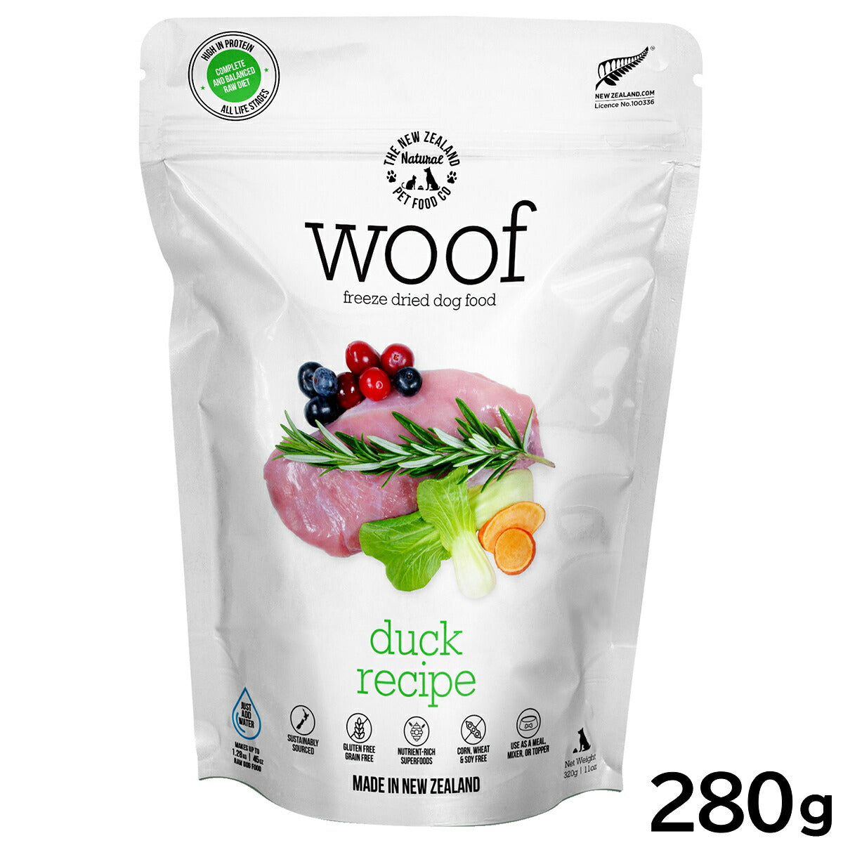 WOOF（ワフ） フリーズドライ ドッグフード ダック 280g【送料無料】 犬 ごはん 無添加