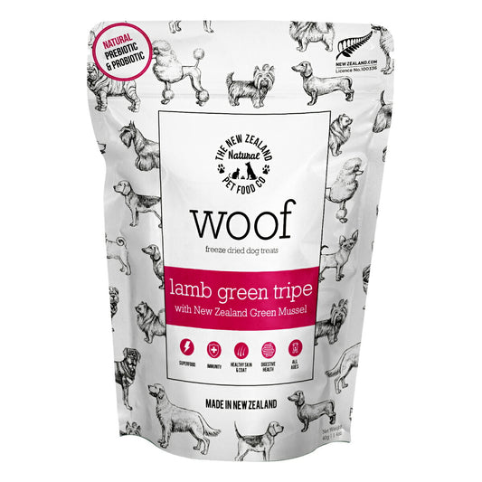 WOOF(ワフ) フリーズドライ ドッグトリーツ ラムグリーントライプ with 緑イ貝 40g 犬用おやつ 無添加 素材