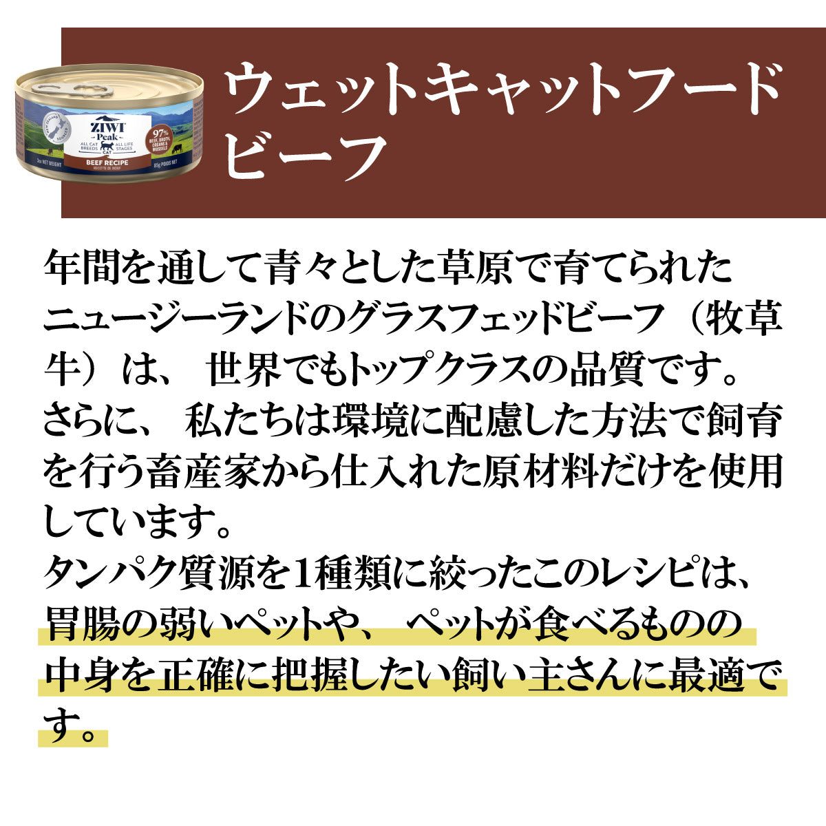 ジウィ ZIWI キャットフード キャット缶 グラスフェッドビーフ 85g×24缶【送料無料】 正規品 無添加 ジウィピーク