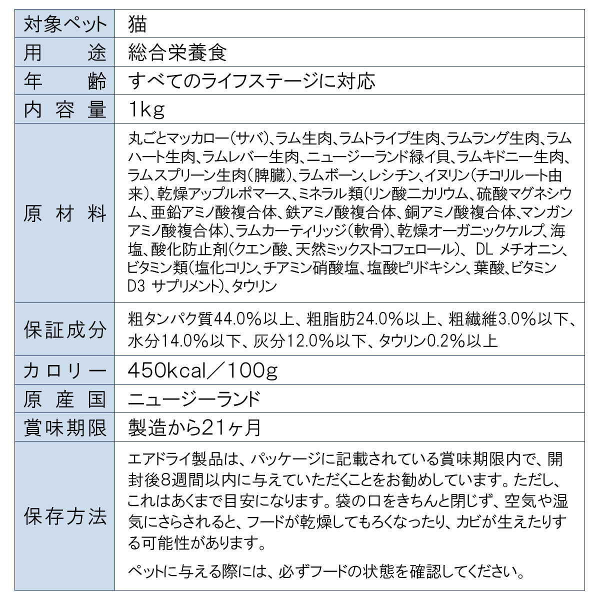 ジウィ ZIWI エアドライ キャットフード マッカロー＆ラム 1kg【送料無料】 正規品 無添加 ジウィピーク