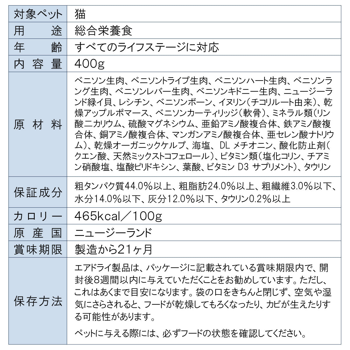 ジウィ ZIWI エアドライ キャットフード ベニソン 400g【送料無料】 正規品 無添加 ジウィピーク